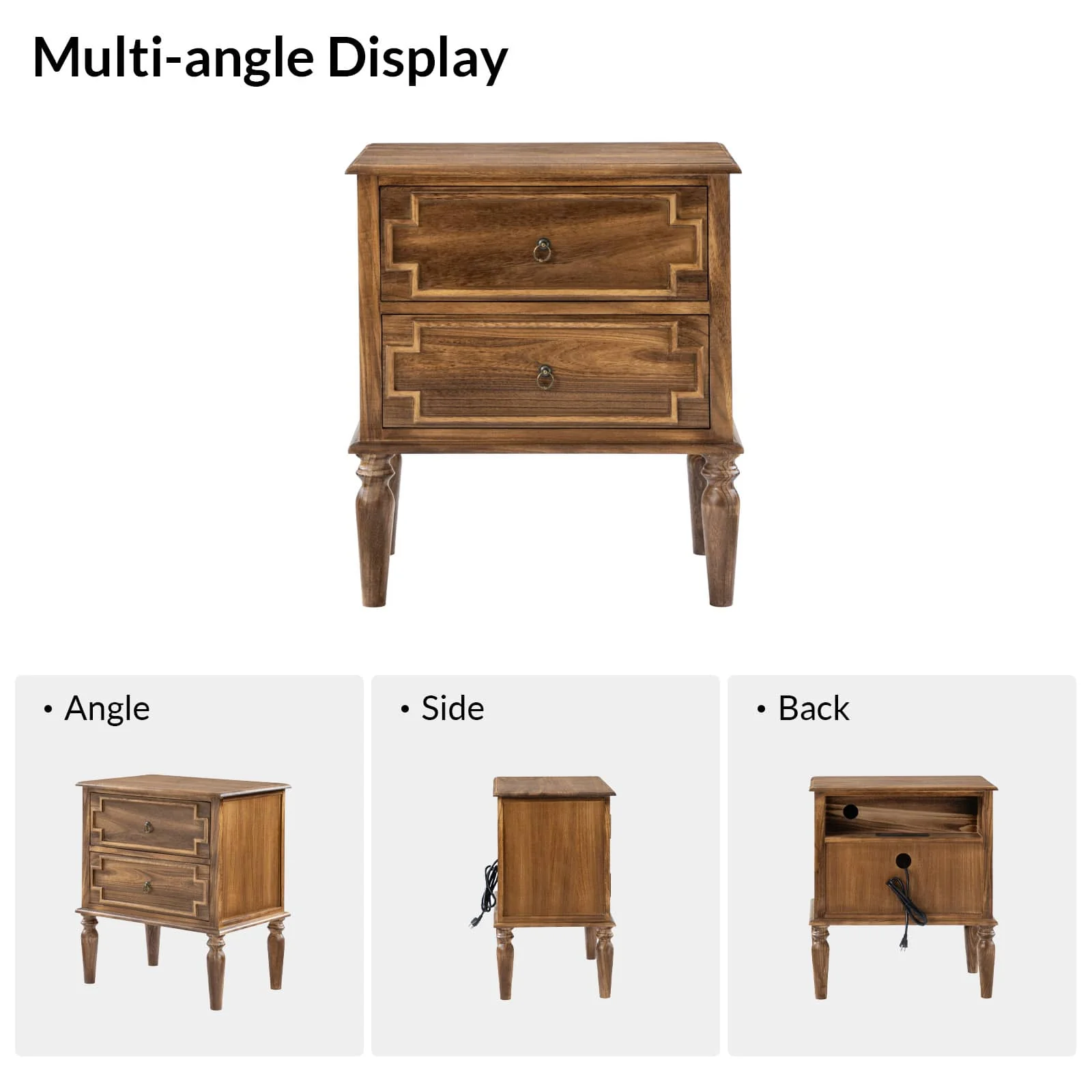 Joah 28"Tall Farmhouse 2-Drawer End Table with Built-in Charging - Image 28