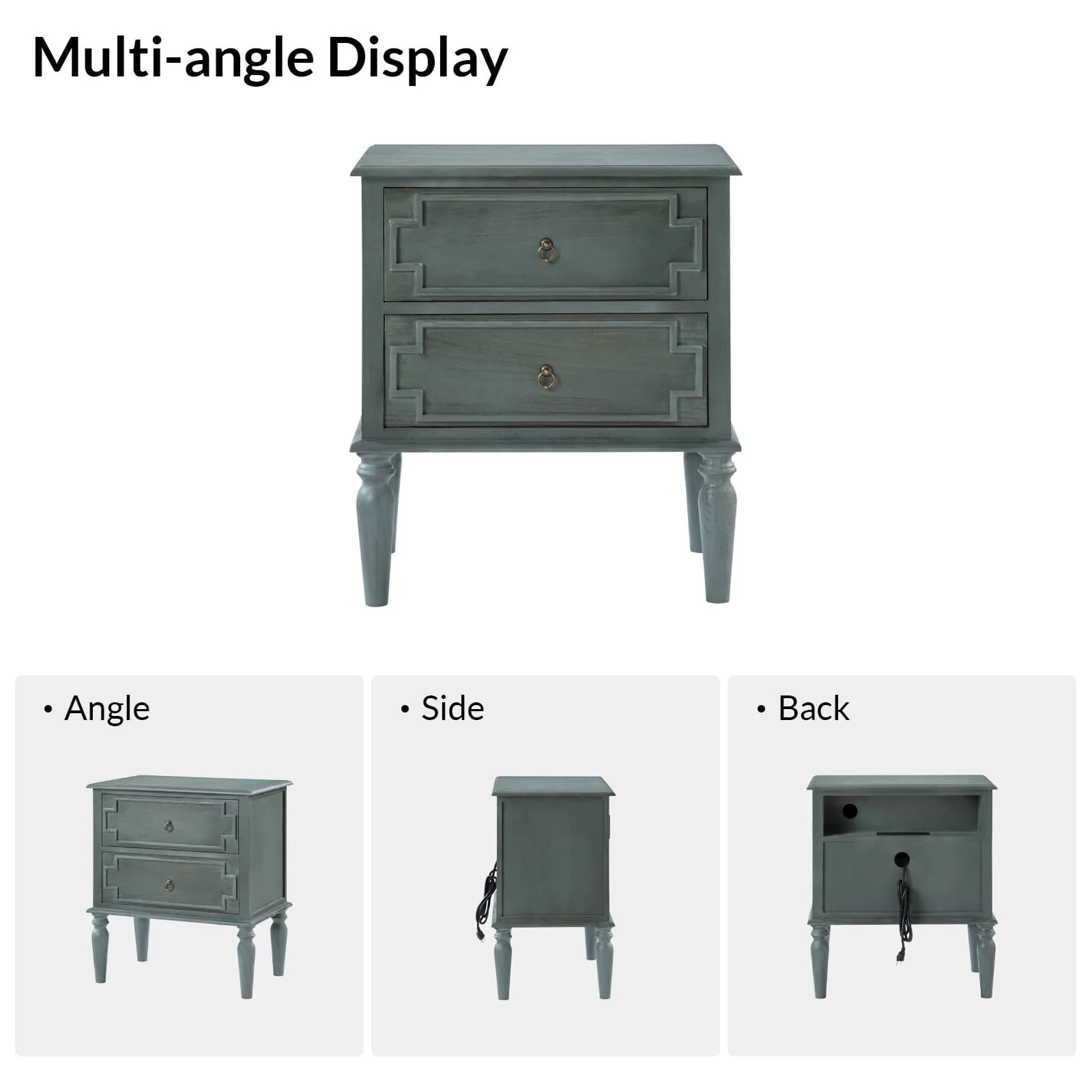 Joah 28"Tall Farmhouse 2-Drawer End Table with Built-in Charging - Image 42