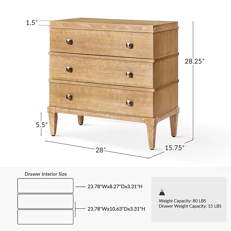 Lorenz Transitional 3-Drawer End Table with Charging Station(Optional Types) - Image 10