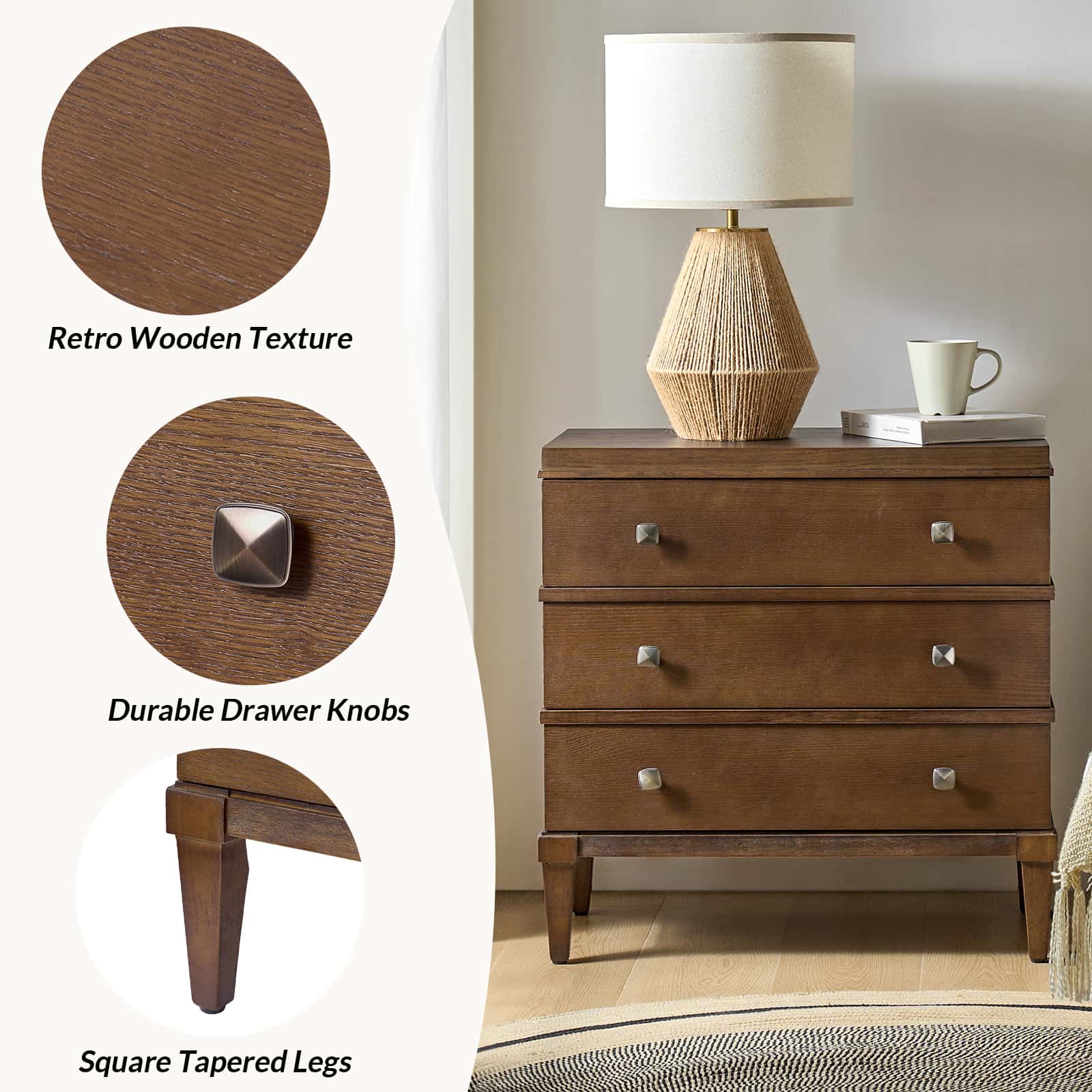 Lorenz Transitional 3-Drawer End Table with Charging Station(Optional Types) - Image 26