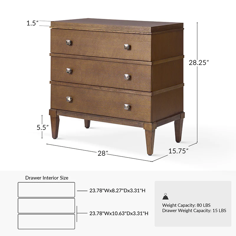 Lorenz Transitional 3-Drawer End Table with Charging Station(Optional Types) - Image 3