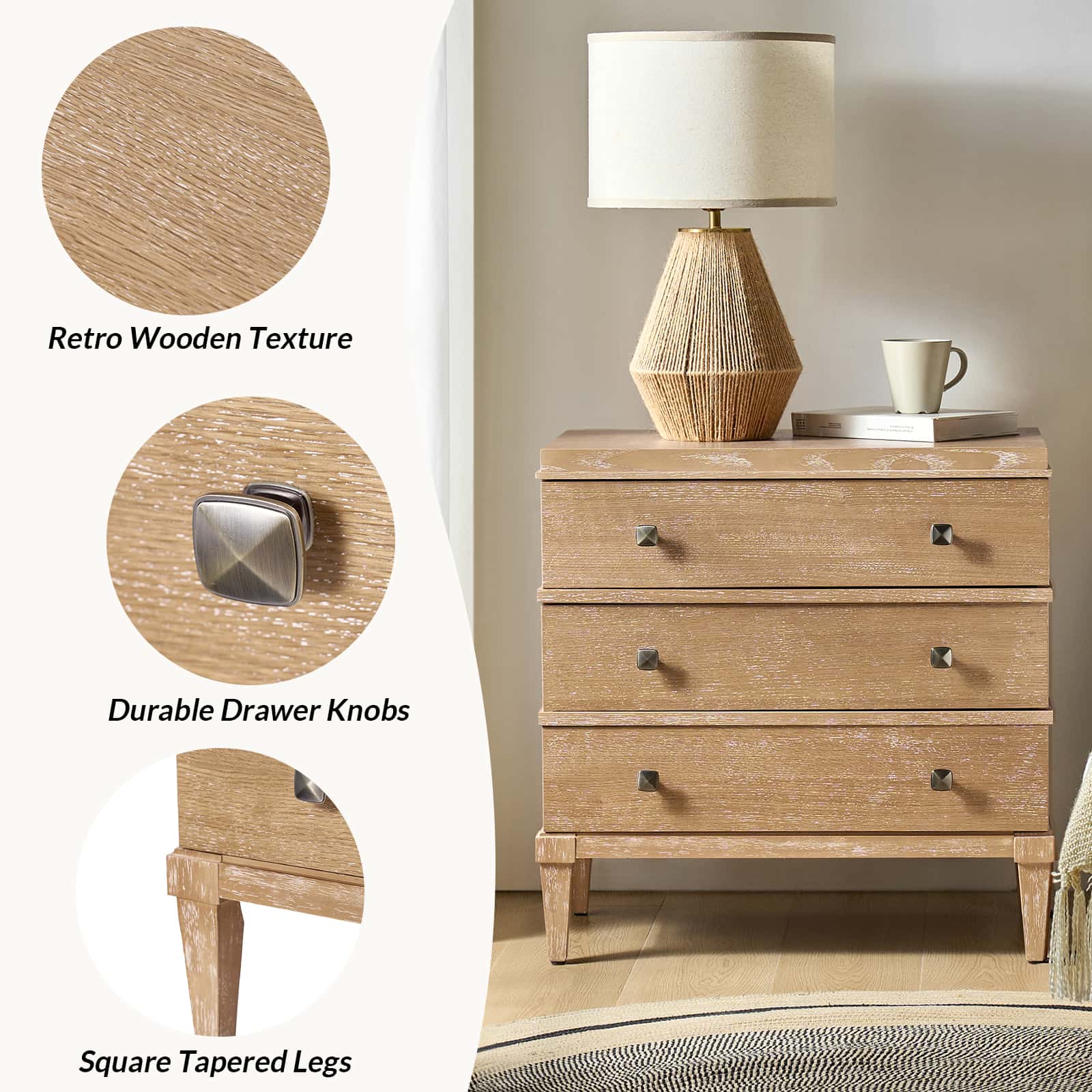 Lorenz Transitional 3-Drawer End Table with Charging Station(Optional Types) - Image 30