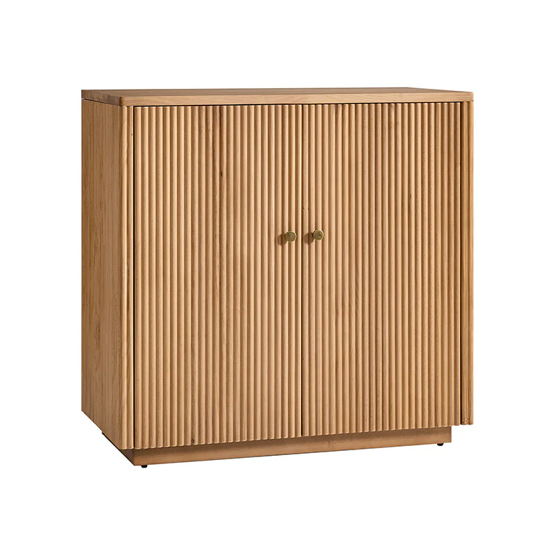 Modern Fluted Solid Wood 32" Tall 2 Door Accent Cabinet with Cable Management & Adjustable Shelf - Image 21