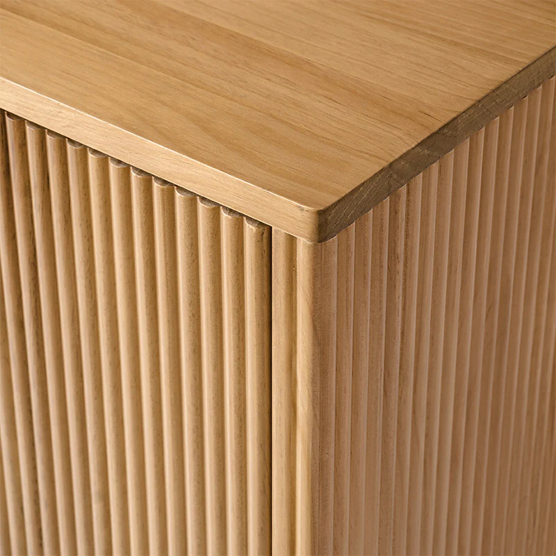 Modern Fluted Solid Wood 32" Tall 2 Door Accent Cabinet with Cable Management & Adjustable Shelf - Image 23