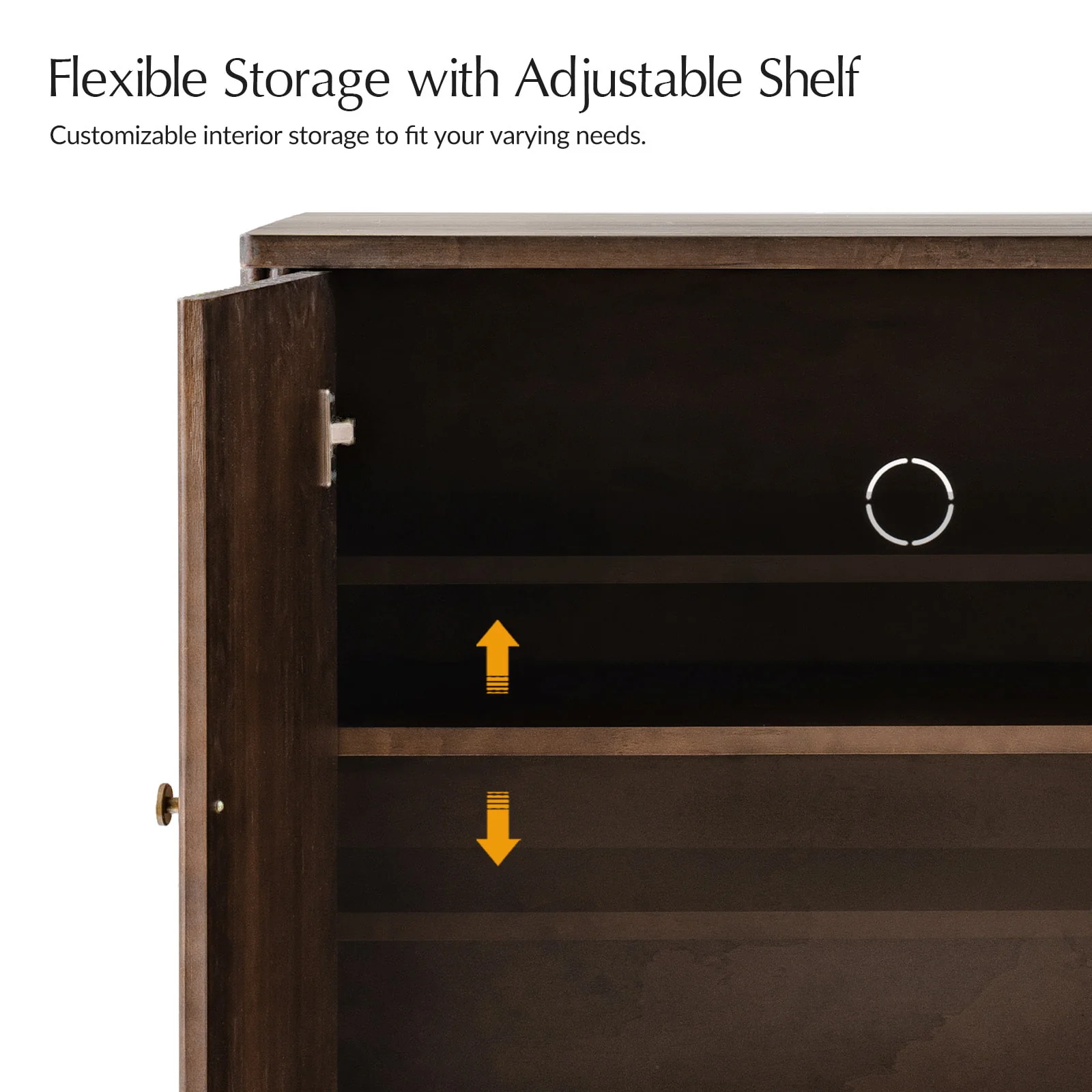 Modern Fluted Solid Wood 32" Tall 2 Door Accent Cabinet with Cable Management & Adjustable Shelf - Image 29