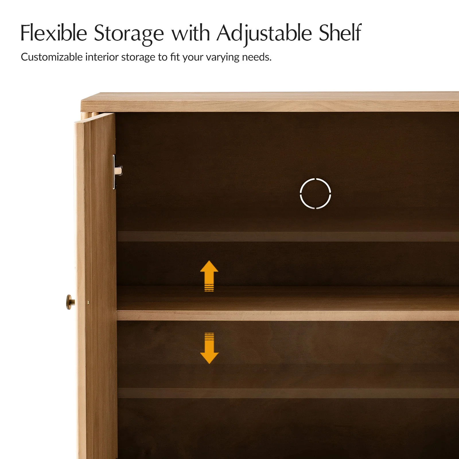 Modern Fluted Solid Wood 32" Tall 2 Door Accent Cabinet with Cable Management & Adjustable Shelf - Image 43