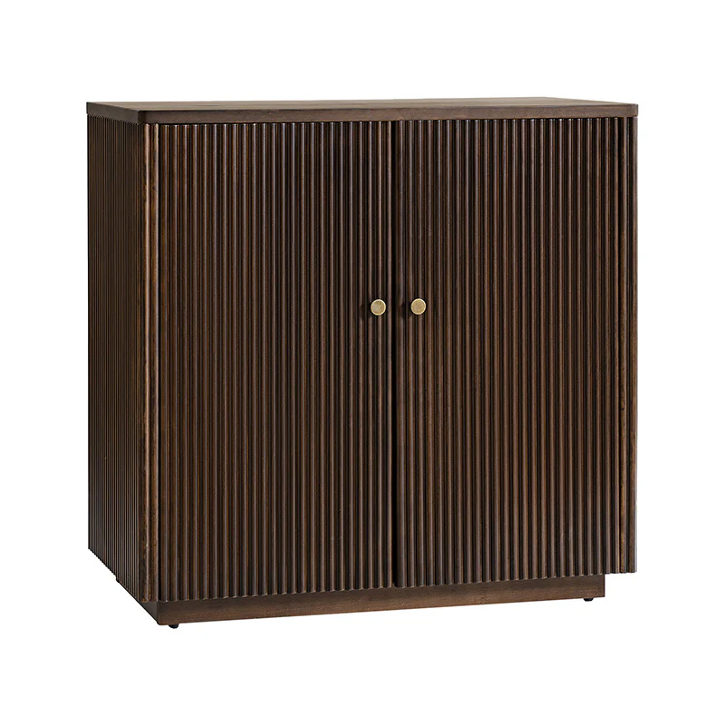 Modern Fluted Solid Wood 32" Tall 2 Door Accent Cabinet with Cable Management & Adjustable Shelf - Image 5