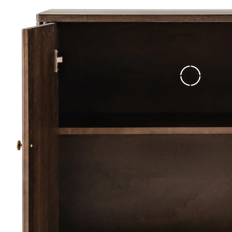 Modern Fluted Solid Wood 32" Tall 2 Door Accent Cabinet with Cable Management & Adjustable Shelf - Image 8