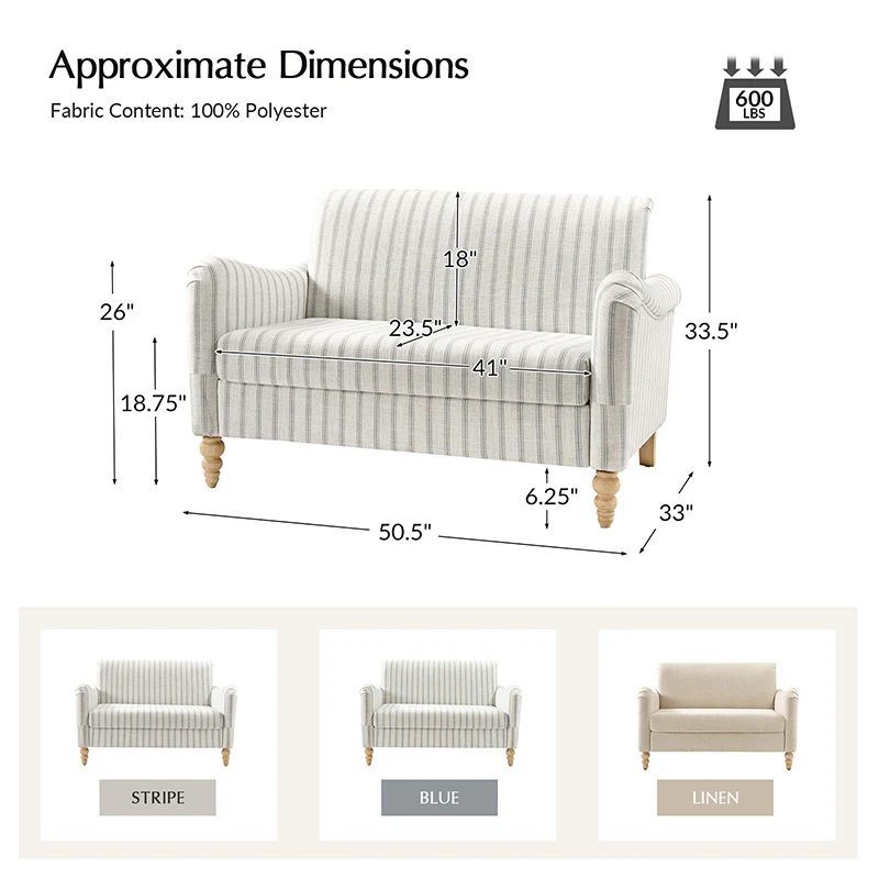 4-Piece Striped Farmhouse Living Room Set (Sofa, Loveseat, Recliner & Lift-Top Coffee Table - Image 20