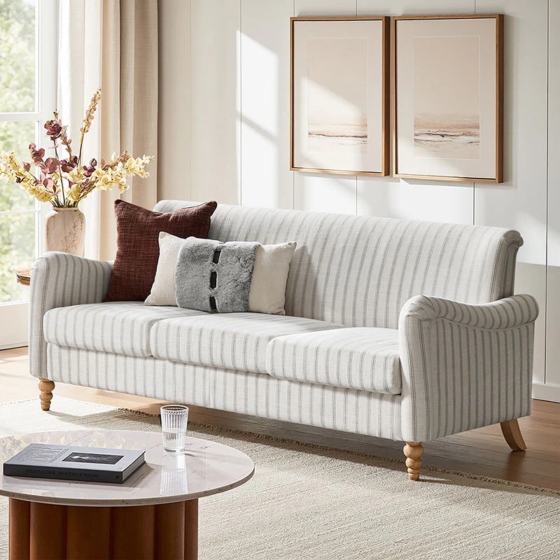 4-Piece Striped Farmhouse Living Room Set (Sofa, Loveseat, Recliner & Lift-Top Coffee Table - Image 27