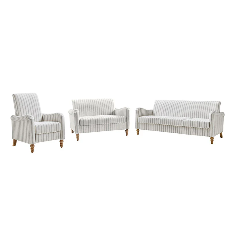 4-Piece Striped Farmhouse Living Room Set (Sofa, Loveseat, Recliner & Lift-Top Coffee Table - Image 5