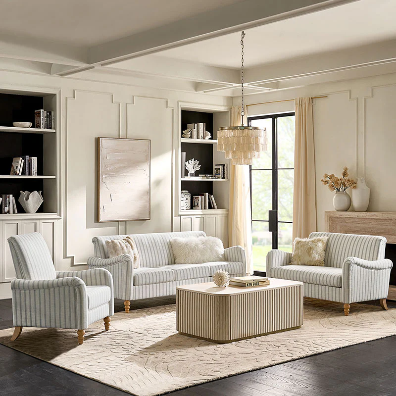 4-Piece Striped Farmhouse Living Room Set (Sofa, Loveseat, Recliner & Lift-Top Coffee Table - Image 50
