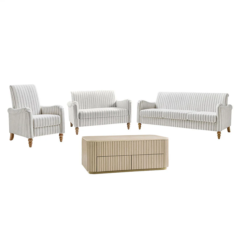 4-Piece Striped Farmhouse Living Room Set (Sofa, Loveseat, Recliner & Lift-Top Coffee Table - Image 52