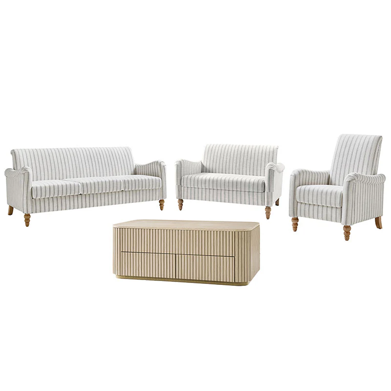 4-Piece Striped Farmhouse Living Room Set (Sofa, Loveseat, Recliner & Lift-Top Coffee Table - Image 53