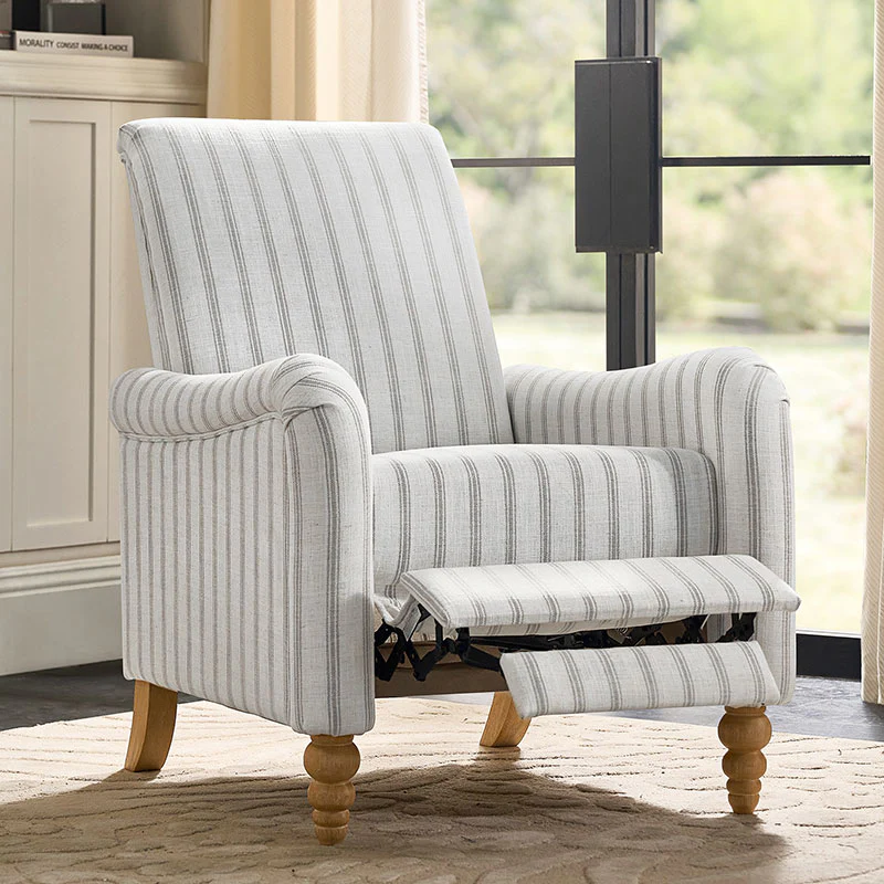 4-Piece Striped Farmhouse Living Room Set (Sofa, Loveseat, Recliner & Lift-Top Coffee Table - Image 9