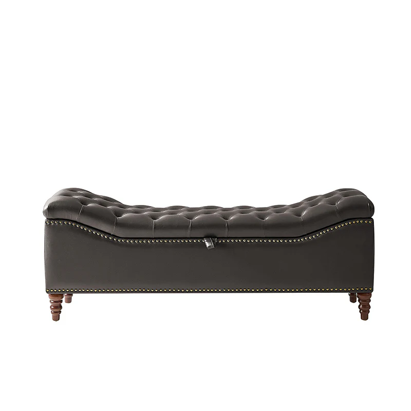 Abner Traditional Upholstered Storage Bench with Button Tufting - Image 12