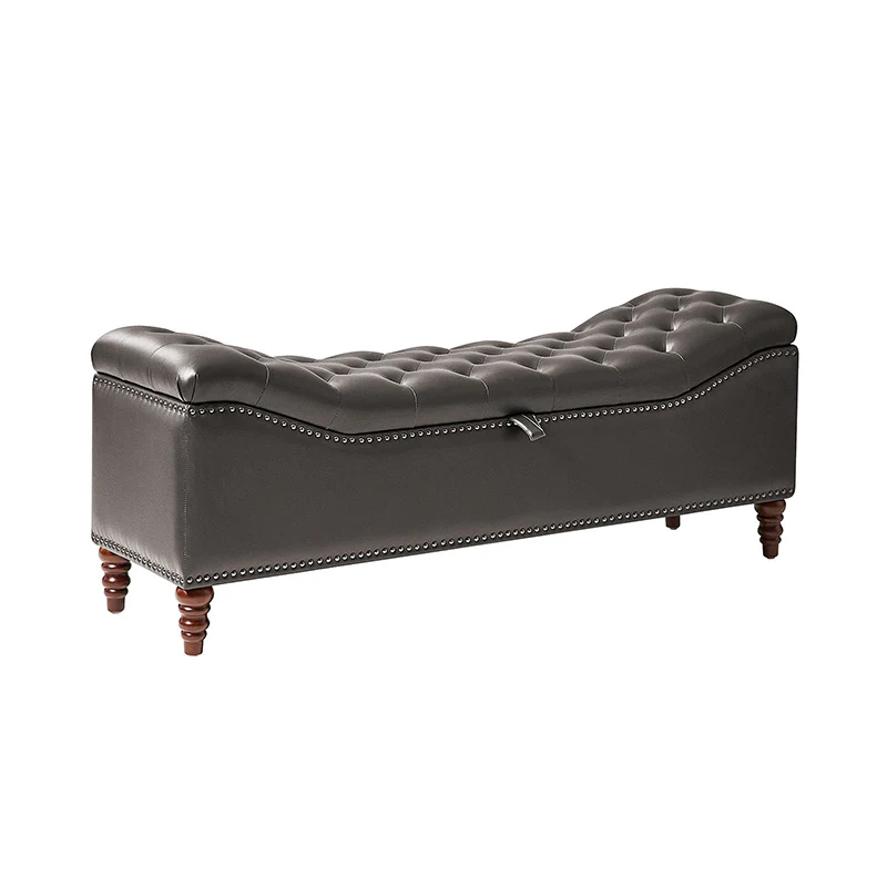 Abner Traditional Upholstered Storage Bench with Button Tufting - Image 13
