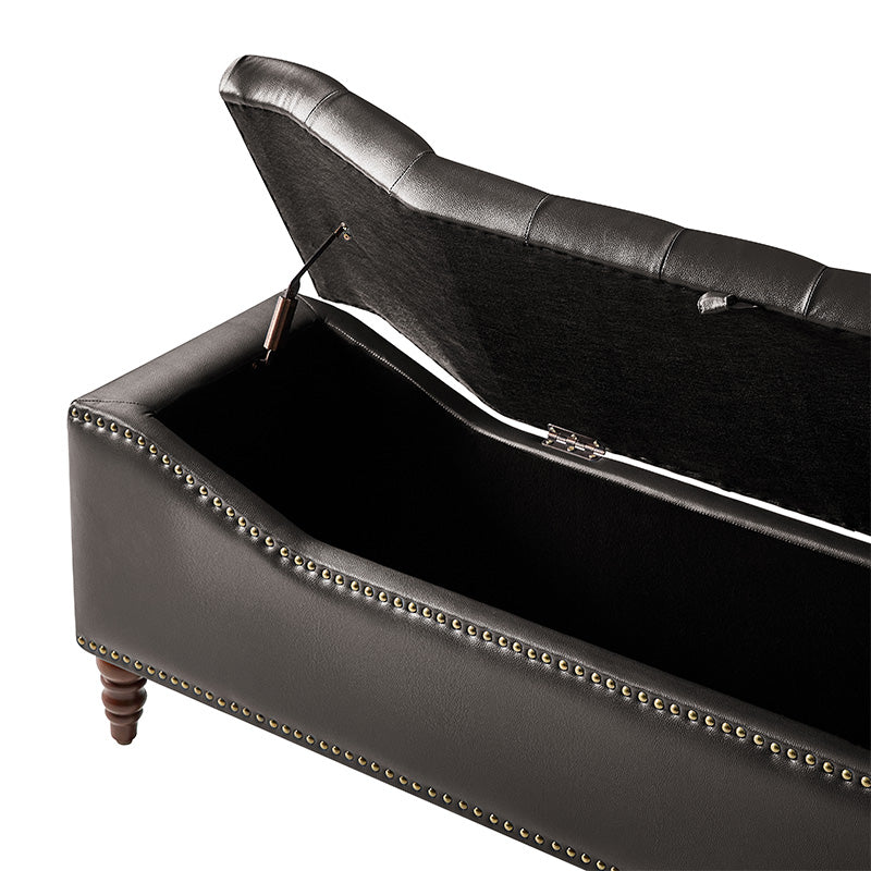 Abner Traditional Upholstered Storage Bench with Button Tufting - Image 14