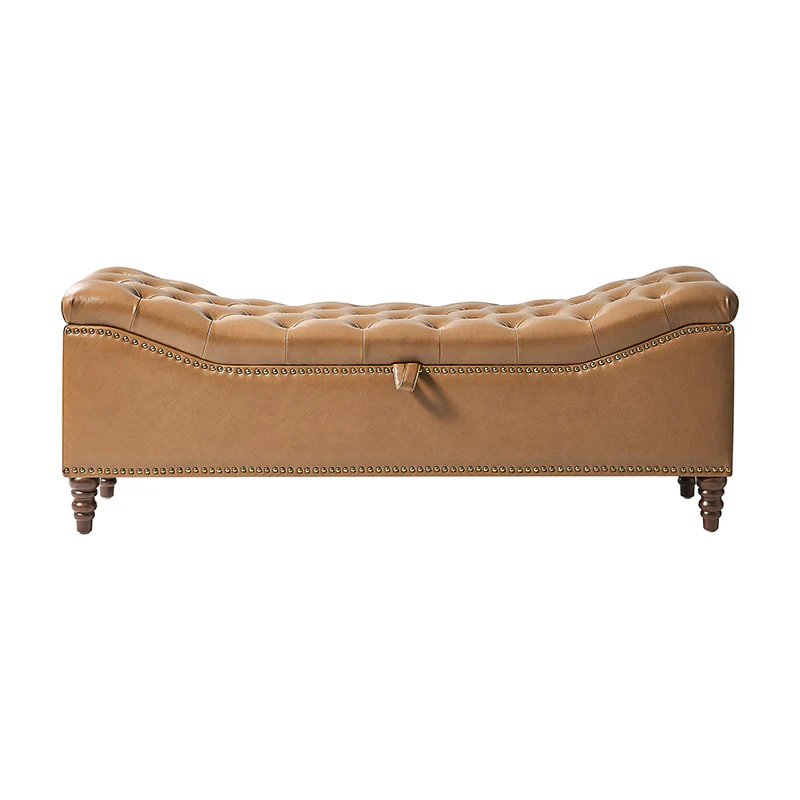 Abner Traditional Upholstered Storage Bench with Button Tufting - Image 4