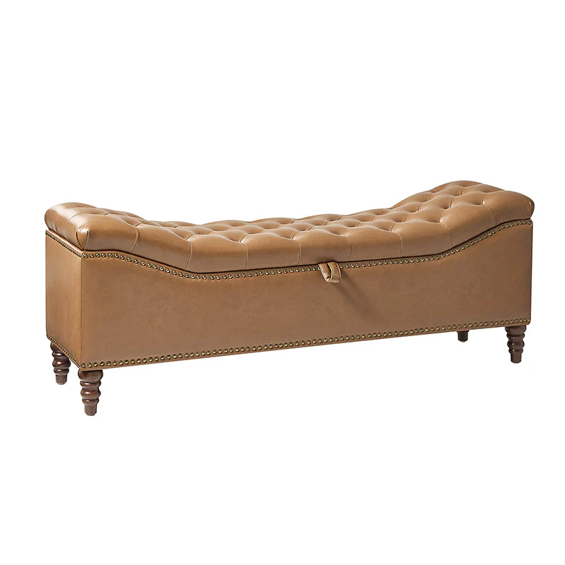 Abner Traditional Upholstered Storage Bench with Button Tufting - Image 5