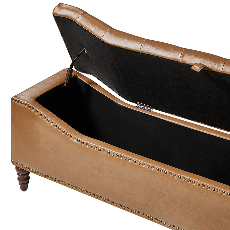 Abner Traditional Upholstered Storage Bench with Button Tufting - Image 6