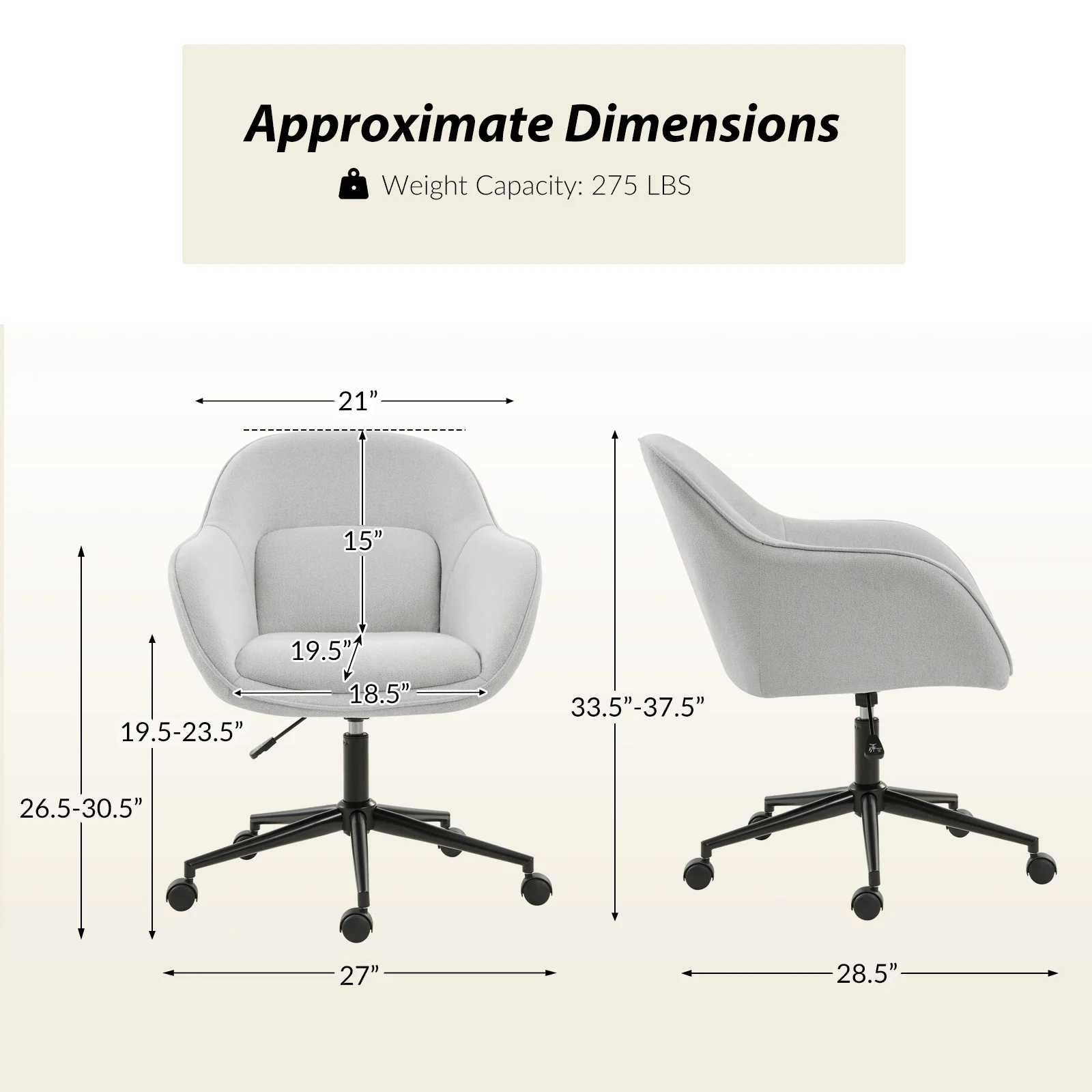 Margarita Modern Cozy Adjustable Height Office Chair - Image 11