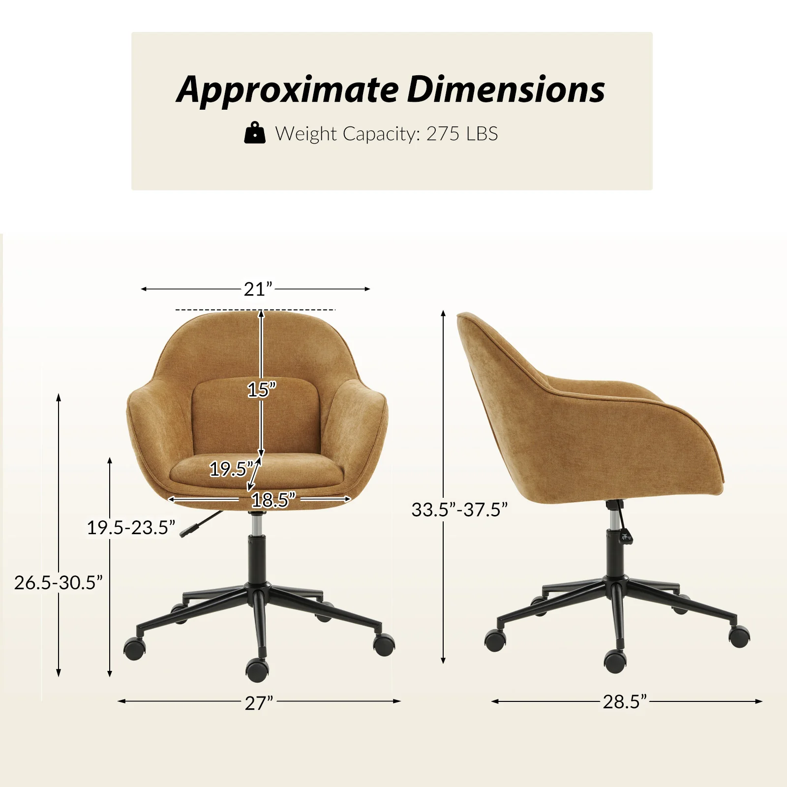 Margarita Modern Cozy Adjustable Height Office Chair - Image 19