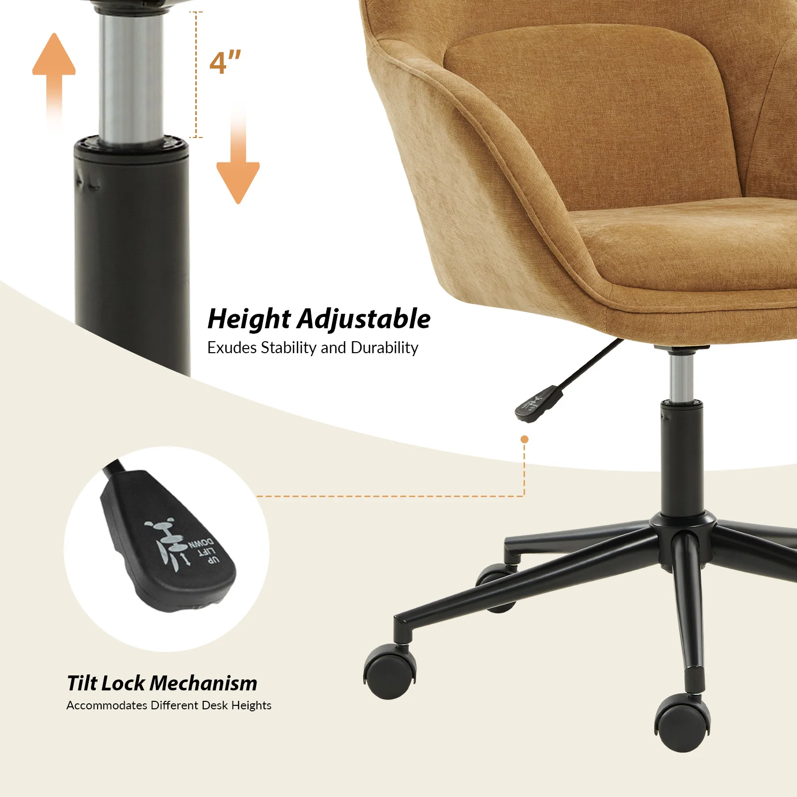 Margarita Modern Cozy Adjustable Height Office Chair - Image 24