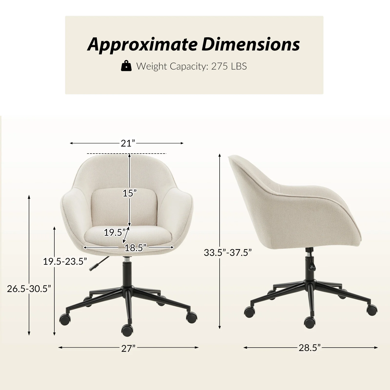 Margarita Modern Cozy Adjustable Height Office Chair - Image 3