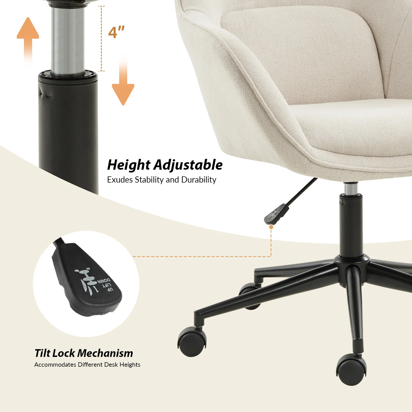 Margarita Modern Cozy Adjustable Height Office Chair - Image 8