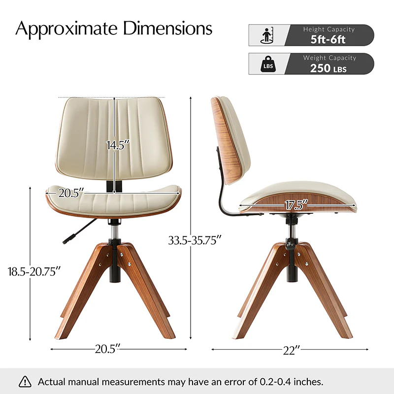 Griselda Adjustable Office Chair with Stable Wooden Structure & Ergonomic Backrest - Image 3
