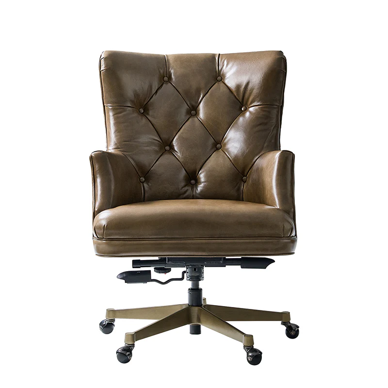 Adrian Hand-Rubbed Oil-Wax Leather Wingback Office Chair - Image 12