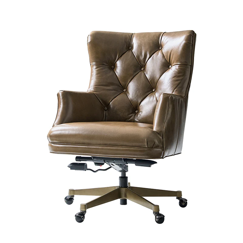 Adrian Hand-Rubbed Oil-Wax Leather Wingback Office Chair - Image 13