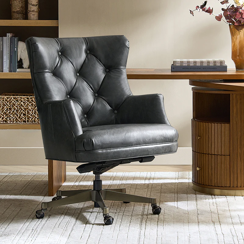 Adrian Hand-Rubbed Oil-Wax Leather Wingback Office Chair - Image 18
