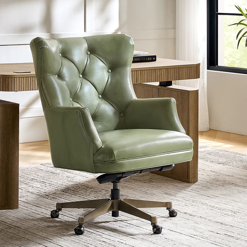 Adrian Hand-Rubbed Oil-Wax Leather Wingback Office Chair - Image 25