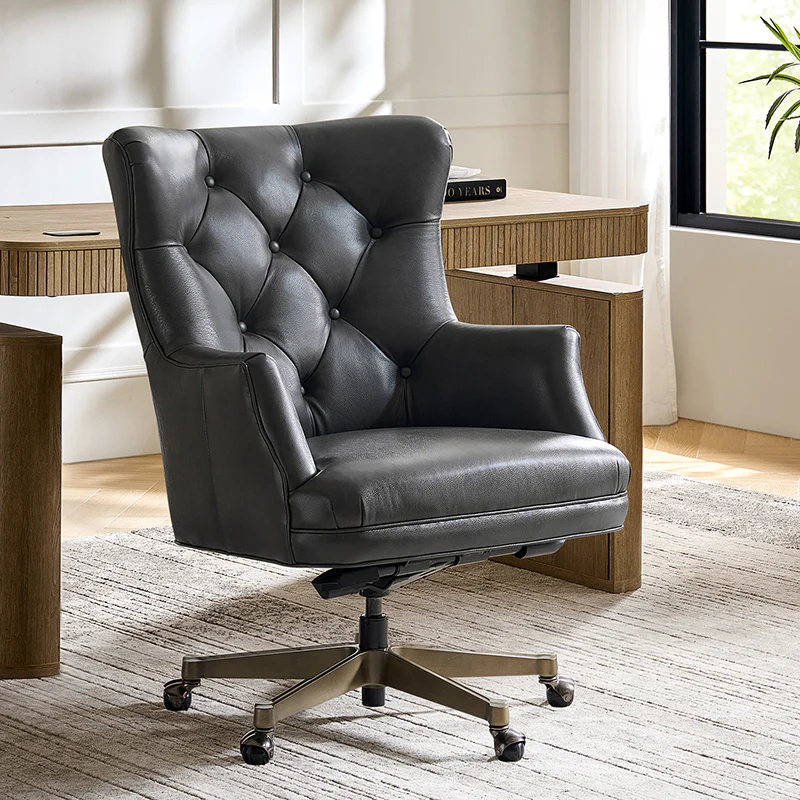 Adrian Hand-Rubbed Oil-Wax Leather Wingback Office Chair - Image 33