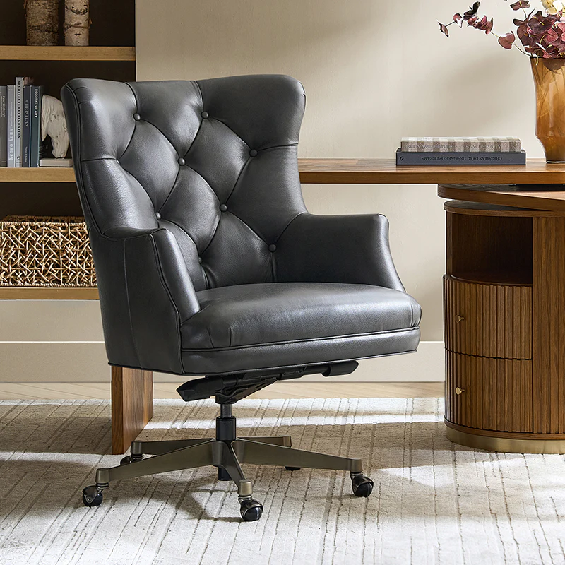 Adrian Hand-Rubbed Oil-Wax Leather Wingback Office Chair - Image 34