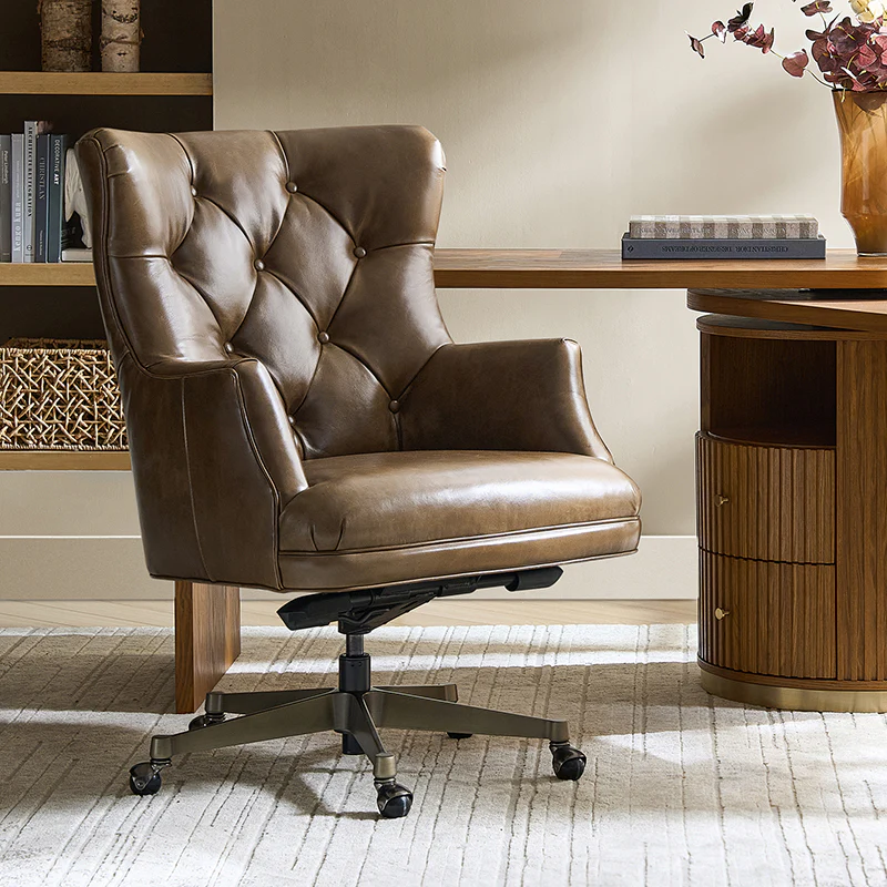 Adrian Hand-Rubbed Oil-Wax Leather Wingback Office Chair - Image 9