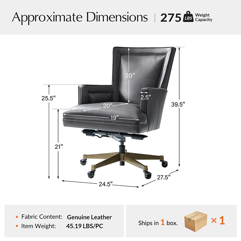 Adrian Genuine Leather Office Chair – Ergonomic, Adjustable, Modern Design - Image 11