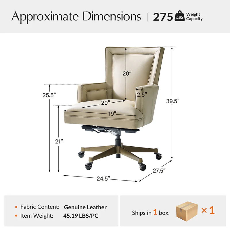 Adrian Genuine Leather Office Chair – Ergonomic, Adjustable, Modern Design - Image 3