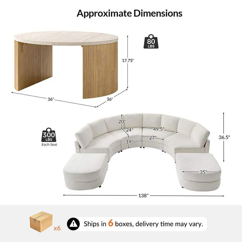 Aeris Modern Curved Sectional Couch Living Room Collection - Image 3