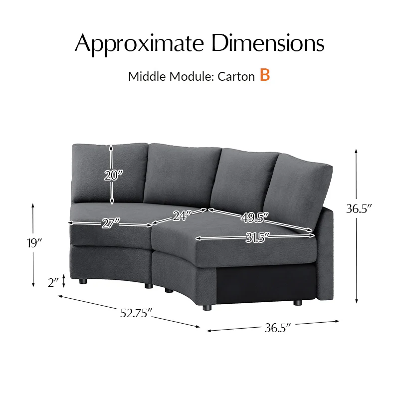 Aeris Modern Curved Sectional Parts & Components - Image 38