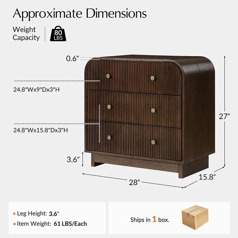Albert Yanick 27" Tall 3-Drawer End Table - Image 3