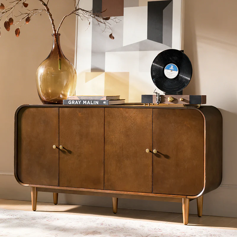 Alee 58 Inches Wide Mid-Century Modern 4-Door Sideboard With Adjustable Shelves - Image 2