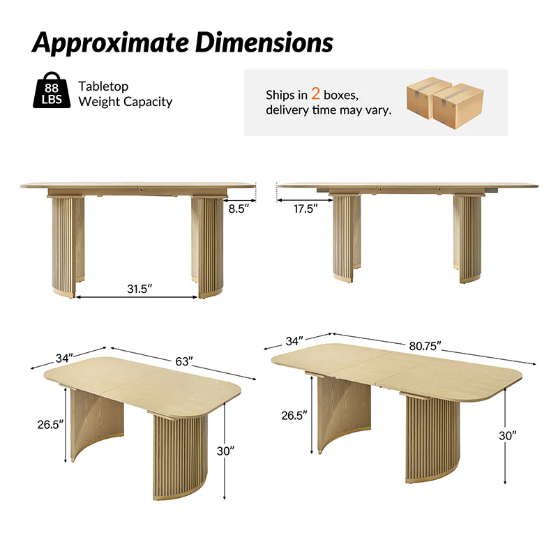 American Modern Fluted Extendable Multi-Functional Table - Image 3