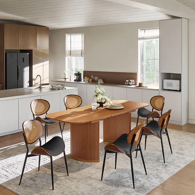 American Modern Fluted Space Saving Table and Chairs & Storage Cabinet Sets (Optional Types) - Image 10