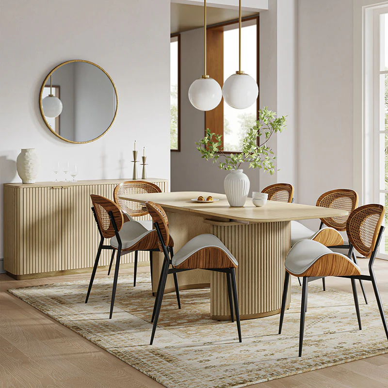 American Modern Fluted Space Saving Table and Chairs & Storage Cabinet Sets (Optional Types) - Image 19