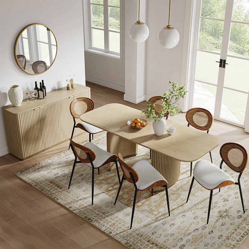 American Modern Fluted Space Saving Table and Chairs & Storage Cabinet Sets (Optional Types) - Image 20