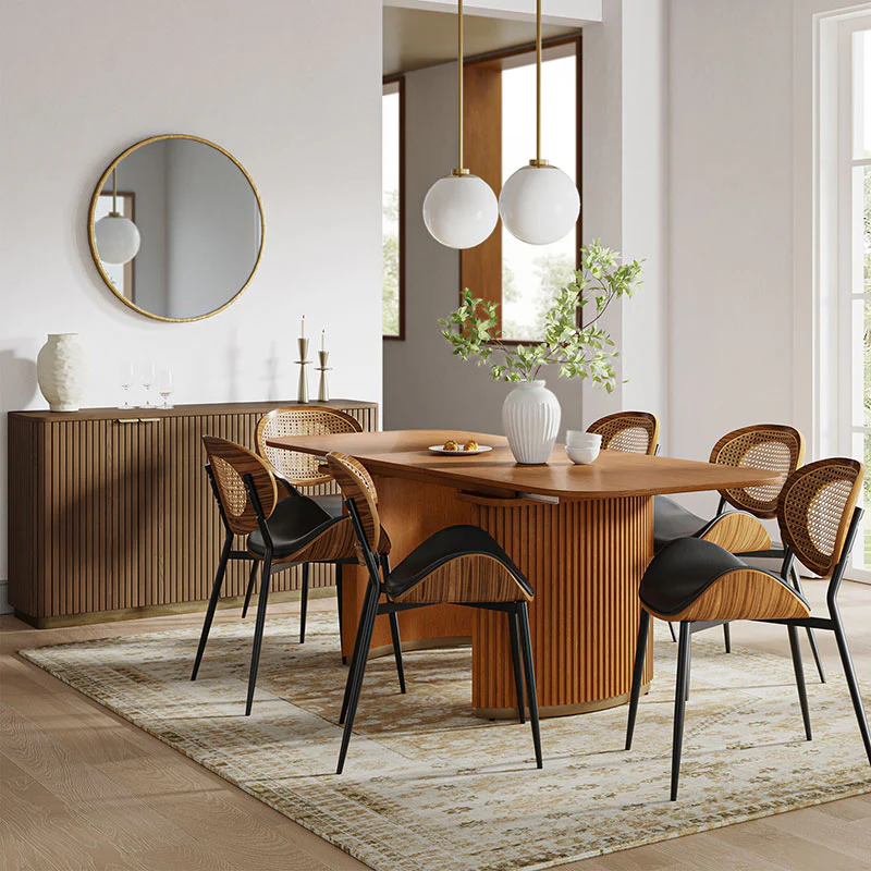 American Modern Fluted Space Saving Table and Chairs & Storage Cabinet Sets (Optional Types) - Image 27