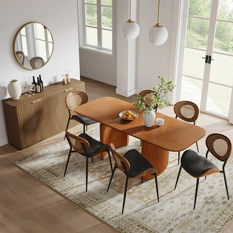 American Modern Fluted Space Saving Table and Chairs & Storage Cabinet Sets (Optional Types) - Image 28
